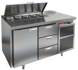 Стол для салатов Hicold SL1-13GN (1/3) (+2+10), 1 дверь, 3 ящика, 1390х700х850мм – купить в Нижнем Новгороде по цене завода