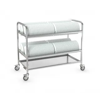 Тележка для тарелок Атеси ТТ-Л-2-1200.600-02 (ТТ-2) 2яруса на 164тарел., колеса, нагрузка до 120кг – купить в Нижнем Новгороде по цене завода
