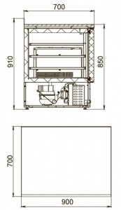 Стол холодильный Polair TMi 2 GN-G c 2 дверьми и столешницей из нерж.стали 70х90х91см