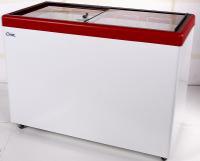 Ларь морозильный Снеж МЛП-400 красный со стеклянной крышкой