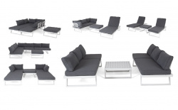 Лаунж-зона Альпы модульная из алюминия (угловой диван, журнальный столик) с подушками