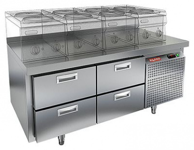 Стол охлаждаемый Hicold GN 22/TN LT под тепл.оборуд.(-2+10), 4 ящ, 1390х700х675