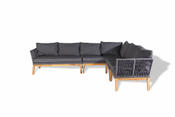 Модульный диван Барселона 7-местный плетеный из роупа (веревки), каркас из акации