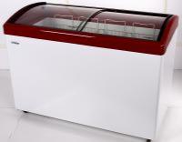 Ларь морозильный с гнутым стеклом снеж МЛГ 400 красный