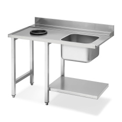 Стол с мойкой и отверстием для слива для купольных посудомоечных машин, соединение слева Smeg WT5120