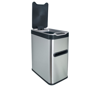 Ведро мусорное с ёршиком, сенсорное, внутр ведро, туалетная бумага, JAH-534, 7л (серебряный)