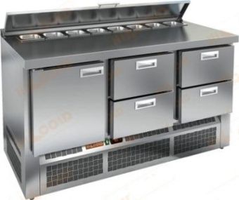 Стол для салатов Hicold SLE2-212GN (+2+10), 1 дверь, 4 ящ, 1485х700х850мм, ниж.агрег. – купить в Нижнем Новгороде по цене завода